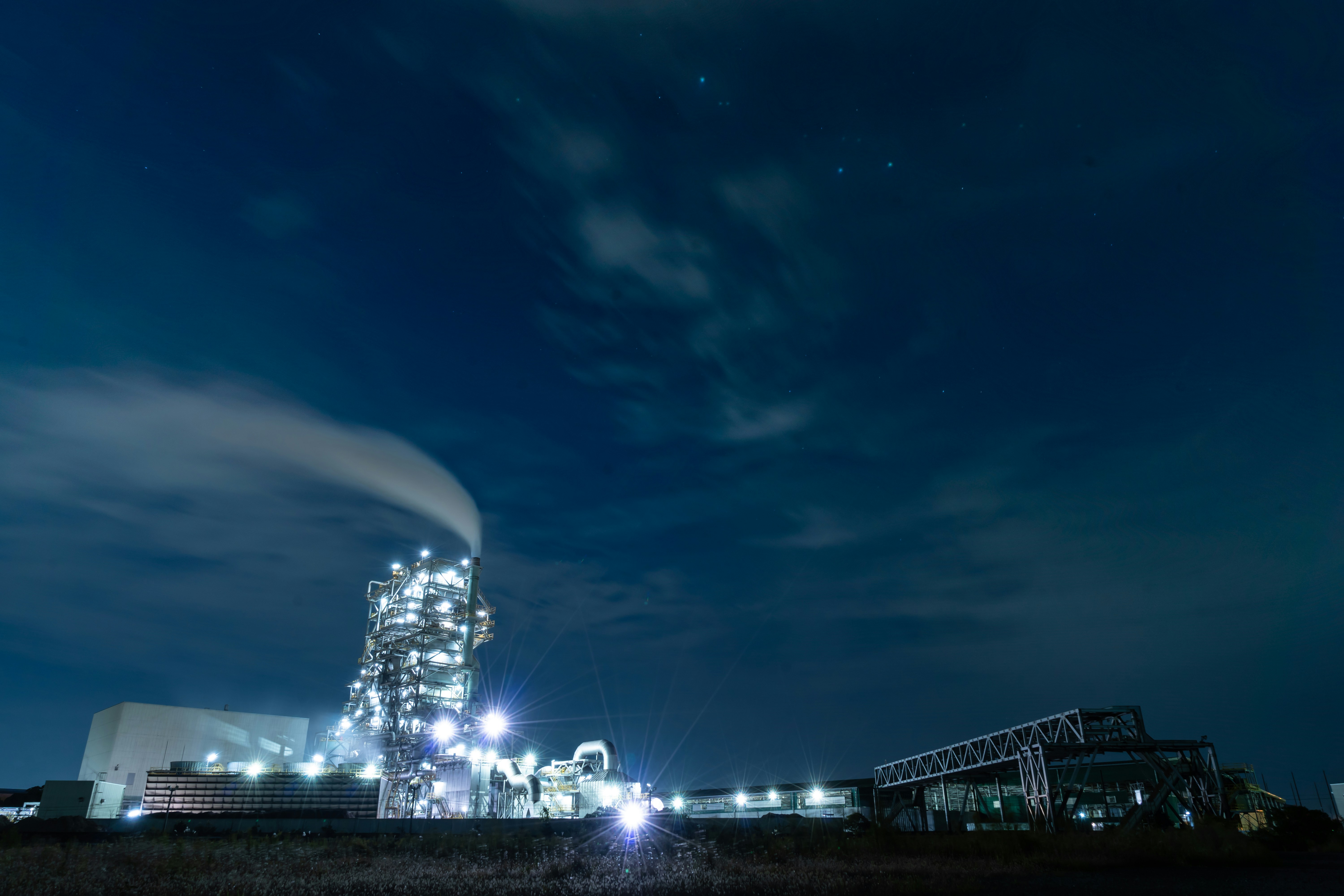 Industrial facility at night